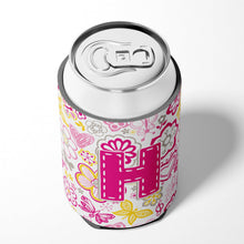 Load image into Gallery viewer, Letter H Flowers and Butterflies Pink Can or Bottle Hugger CJ2005-HCC