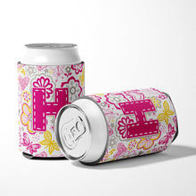 Load image into Gallery viewer, Letter H Flowers and Butterflies Pink Can or Bottle Hugger CJ2005-HCC