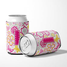 Load image into Gallery viewer, Letter I Flowers and Butterflies Pink Can or Bottle Hugger CJ2005-ICC