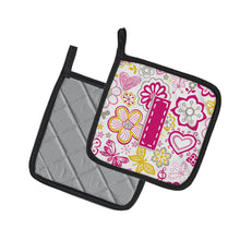 Load image into Gallery viewer, Letter I Flowers and Butterflies Pink Pot Holders - Set of 2 - Heat-Resistant Kitchen Essentials CJ2005-IPTHD