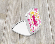 Load image into Gallery viewer, Letter I Flowers and Butterflies Pink Compact Mirror – Stylish Purse Mirror with Artistic Covers CJ2005-ISCM