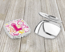Load image into Gallery viewer, Letter L Flowers and Butterflies Pink Compact Mirror – Stylish Purse Mirror with Artistic Covers CJ2005-LSCM