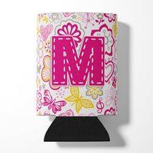 Load image into Gallery viewer, Letter M Flowers and Butterflies Pink Can or Bottle Hugger CJ2005-MCC