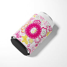 Load image into Gallery viewer, Letter O Flowers and Butterflies Pink Can or Bottle Hugger CJ2005-OCC