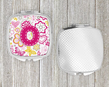 Load image into Gallery viewer, Letter O Flowers and Butterflies Pink Compact Mirror – Stylish Purse Mirror with Artistic Covers CJ2005-OSCM