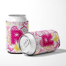 Load image into Gallery viewer, Letter R Flowers and Butterflies Pink Can or Bottle Hugger CJ2005-RCC