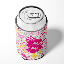 Load image into Gallery viewer, Letter S Flowers and Butterflies Pink Can or Bottle Hugger CJ2005-SCC