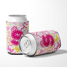 Load image into Gallery viewer, Letter S Flowers and Butterflies Pink Can or Bottle Hugger CJ2005-SCC