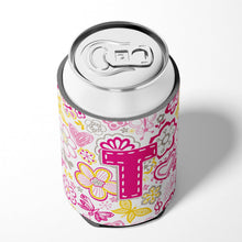 Load image into Gallery viewer, Letter T Flowers and Butterflies Pink Can or Bottle Hugger CJ2005-TCC