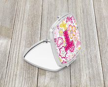 Load image into Gallery viewer, Letter T Flowers and Butterflies Pink Compact Mirror – Stylish Purse Mirror with Artistic Covers CJ2005-TSCM