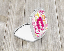 Load image into Gallery viewer, Letter U Flowers and Butterflies Pink Compact Mirror – Stylish Purse Mirror with Artistic Covers CJ2005-USCM