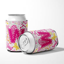 Load image into Gallery viewer, Letter W Flowers and Butterflies Pink Can or Bottle Hugger CJ2005-WCC