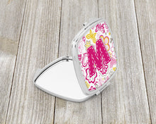 Load image into Gallery viewer, Letter W Flowers and Butterflies Pink Compact Mirror – Stylish Purse Mirror with Artistic Covers CJ2005-WSCM