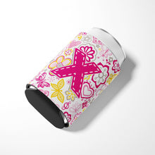 Load image into Gallery viewer, Letter X Flowers and Butterflies Pink Can or Bottle Hugger CJ2005-XCC