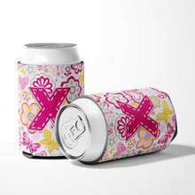 Load image into Gallery viewer, Letter X Flowers and Butterflies Pink Can or Bottle Hugger CJ2005-XCC