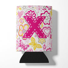 Load image into Gallery viewer, Letter X Flowers and Butterflies Pink Can or Bottle Hugger CJ2005-XCC