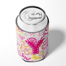 Load image into Gallery viewer, Letter Y Flowers and Butterflies Pink Can or Bottle Hugger CJ2005-YCC