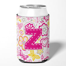 Load image into Gallery viewer, Letter Z Flowers and Butterflies Pink Can or Bottle Hugger CJ2005-ZCC