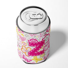 Load image into Gallery viewer, Letter Z Flowers and Butterflies Pink Can or Bottle Hugger CJ2005-ZCC