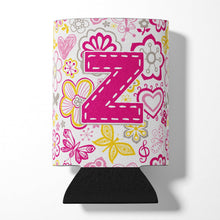 Load image into Gallery viewer, Letter Z Flowers and Butterflies Pink Can or Bottle Hugger CJ2005-ZCC