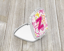 Load image into Gallery viewer, Letter Z Flowers and Butterflies Pink Compact Mirror – Stylish Purse Mirror with Artistic Covers CJ2005-ZSCM