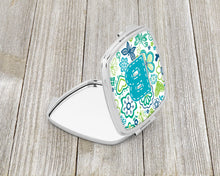 Load image into Gallery viewer, Letter B Flowers and Butterflies Teal Blue Compact Mirror – Stylish Purse Mirror with Artistic Covers CJ2006-BSCM