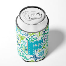 Load image into Gallery viewer, Letter F Flowers and Butterflies Teal Blue Can or Bottle Hugger CJ2006-FCC