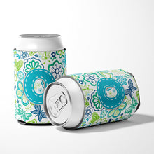 Load image into Gallery viewer, Letter O Flowers and Butterflies Teal Blue Can or Bottle Hugger CJ2006-OCC