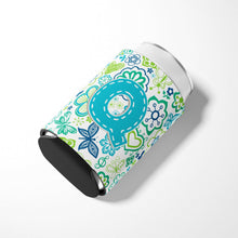 Load image into Gallery viewer, Letter Q Flowers and Butterflies Teal Blue Can or Bottle Hugger CJ2006-QCC