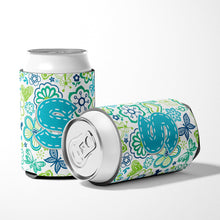 Load image into Gallery viewer, Letter S Flowers and Butterflies Teal Blue Can or Bottle Hugger CJ2006-SCC