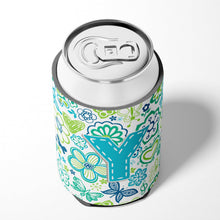 Load image into Gallery viewer, Letter Y Flowers and Butterflies Teal Blue Can or Bottle Hugger CJ2006-YCC