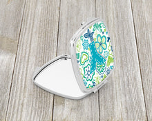 Load image into Gallery viewer, Letter Y Flowers and Butterflies Teal Blue Compact Mirror – Stylish Purse Mirror with Artistic Covers CJ2006-YSCM
