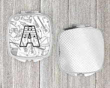 Load image into Gallery viewer, Letter A Musical Note Letters Compact Mirror – Stylish Purse Mirror with Artistic Covers CJ2007-ASCM