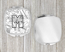 Load image into Gallery viewer, Letter M Musical Note Letters Compact Mirror – Stylish Purse Mirror with Artistic Covers CJ2007-MSCM