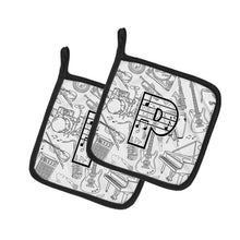 Load image into Gallery viewer, Letter P Musical Note Letters Pot Holders - Set of 2 - Heat-Resistant Kitchen Essentials CJ2007-PPTHD