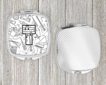 Load image into Gallery viewer, Letter T Musical Note Letters Compact Mirror – Stylish Purse Mirror with Artistic Covers CJ2007-TSCM