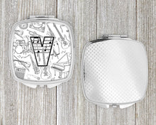 Load image into Gallery viewer, Letter V Musical Note Letters Compact Mirror – Stylish Purse Mirror with Artistic Covers CJ2007-VSCM