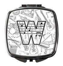Load image into Gallery viewer, Letter W Musical Note Letters Compact Mirror – Stylish Purse Mirror with Artistic Covers CJ2007-WSCM