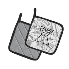 Load image into Gallery viewer, Letter X Musical Note Letters Pot Holders - Set of 2 - Heat-Resistant Kitchen Essentials CJ2007-XPTHD