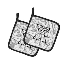 Load image into Gallery viewer, Letter X Musical Note Letters Pot Holders - Set of 2 - Heat-Resistant Kitchen Essentials CJ2007-XPTHD