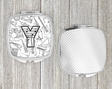 Load image into Gallery viewer, Letter Y Musical Note Letters Compact Mirror – Stylish Purse Mirror with Artistic Covers CJ2007-YSCM
