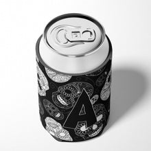 Load image into Gallery viewer, Letter A Day of the Dead Skulls Black Can or Bottle Hugger CJ2008-ACC