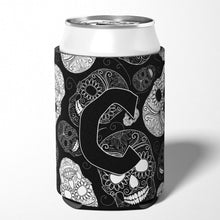 Load image into Gallery viewer, Letter C Day of the Dead Skulls Black Can or Bottle Hugger CJ2008-CCC