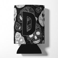 Load image into Gallery viewer, Letter D Day of the Dead Skulls Black Can or Bottle Hugger CJ2008-DCC