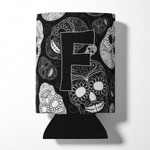 Load image into Gallery viewer, Letter F Day of the Dead Skulls Black Can or Bottle Hugger CJ2008-FCC