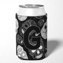 Load image into Gallery viewer, Letter G Day of the Dead Skulls Black Can or Bottle Hugger CJ2008-GCC