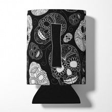 Load image into Gallery viewer, Letter I Day of the Dead Skulls Black Can or Bottle Hugger CJ2008-ICC