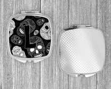 Load image into Gallery viewer, Letter L Day of the Dead Skulls Black Compact Mirror – Stylish Purse Mirror with Artistic Covers CJ2008-LSCM