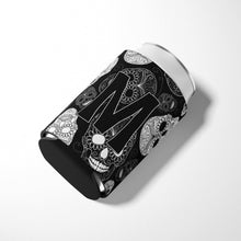 Load image into Gallery viewer, Letter M Day of the Dead Skulls Black Can or Bottle Hugger CJ2008-MCC