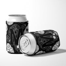 Load image into Gallery viewer, Letter M Day of the Dead Skulls Black Can or Bottle Hugger CJ2008-MCC